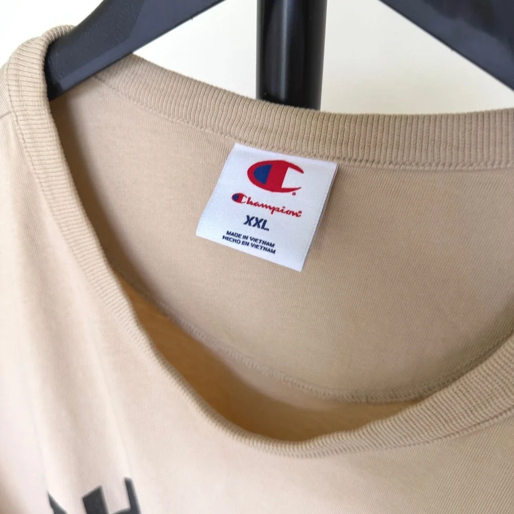 Champion XXL Tan Beige T-Shirt Jersey Style #19 Short Sleeve Cotton - Picture 3 of 8
